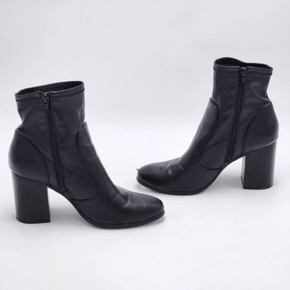 Forever 21 Faux Leather Black Stretch Ankle Boots Size 7.5 - Picture 5 of 10
